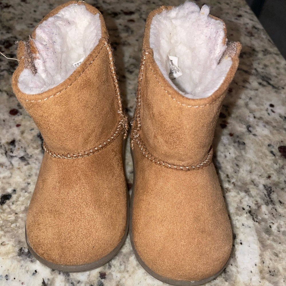 Wonder Nation Baby Girl Cozy Faux Shearling winter Brown Boots size 3